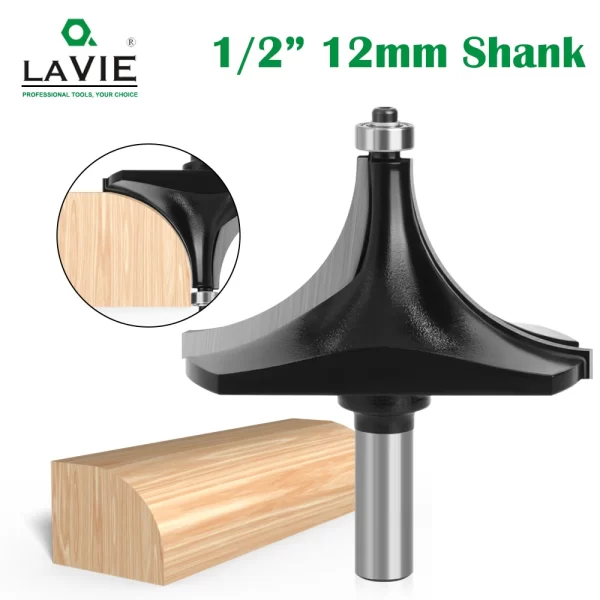 LAVIE-Big Corner Redondo Router Bit para afiação, moinho de madeira, cortador clássico, fresa, 1/2 haste, 12mm