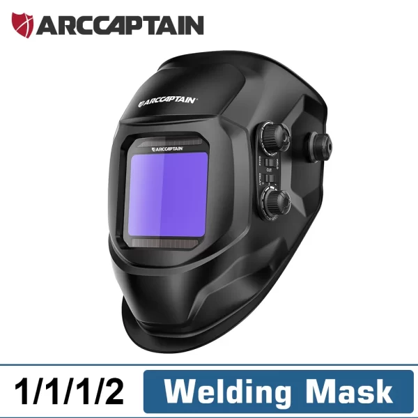 ARCCAPTAIN-Soldagem Capacete Máscara, 4 Sensores, Célula Solar Alimentado, Caro Auto Escurecimento, 3.94 "x 3.66" para ARC TIG Máquina de Solda MIG