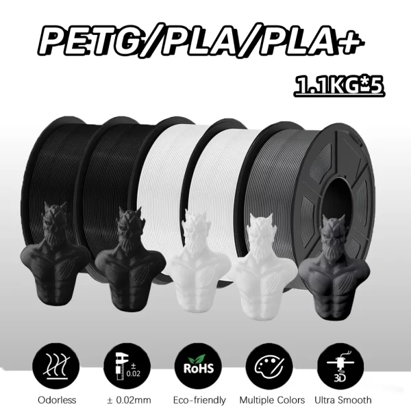JAYO-3D Filamento de Impressora para Bambu FDM, PETG, PLA, PLA +, 1,75mm, +/-0,02mm, Neond Wound, Materiais de Impressão