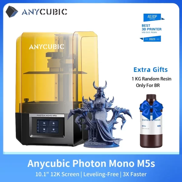 ANYCUBIC-Impressora 3D Photon Mono M5s, 10.1 '', 12K, SLA, LCD, Alta Velocidade, 150mm, /h Resina, Tamanho de Impressão 3D, 200x218x123mm