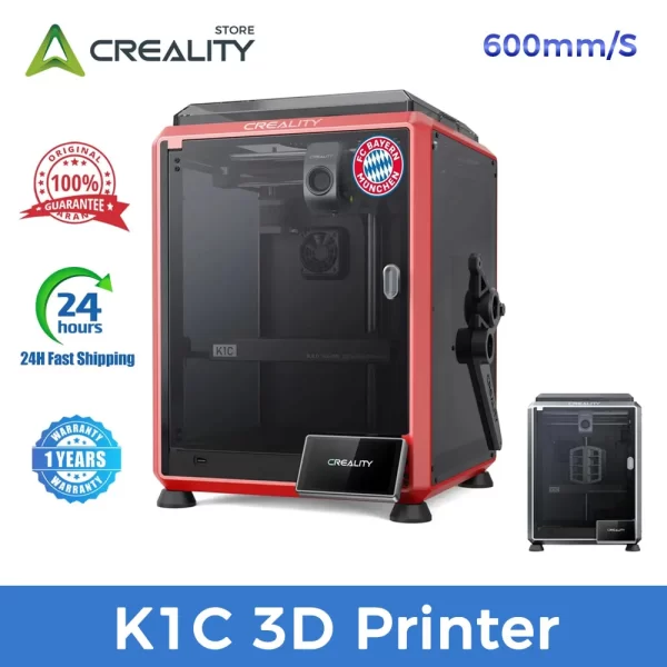 CREALITY-K1C Impressora 3D com impressão da câmera AI, quadro estável, nivelamento automático, ventilador duplo, unidade de resfriamento direto, extrusora, 600mm, velocidade S