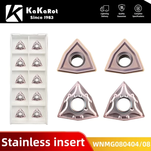 Kakarot-carboneto inserir wnmg080404 ma vp15tf wnmg 080408 ms, transformando ferramentas para aço inoxidável cortador de torno cnc, 10pcs