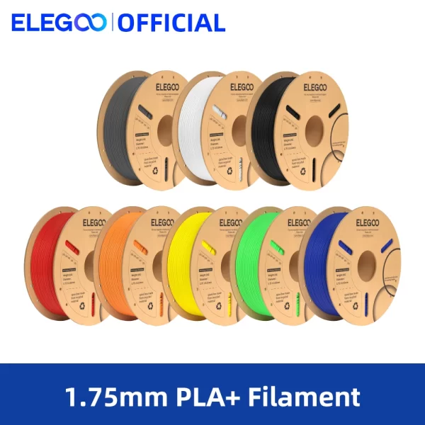 ELEGOO-PLA Plus filamento para impressora 3D, materiais consumíveis, compatível com a maioria das impressoras FDM, 1kg/Spool, 2,2 lbs, 1,75mm