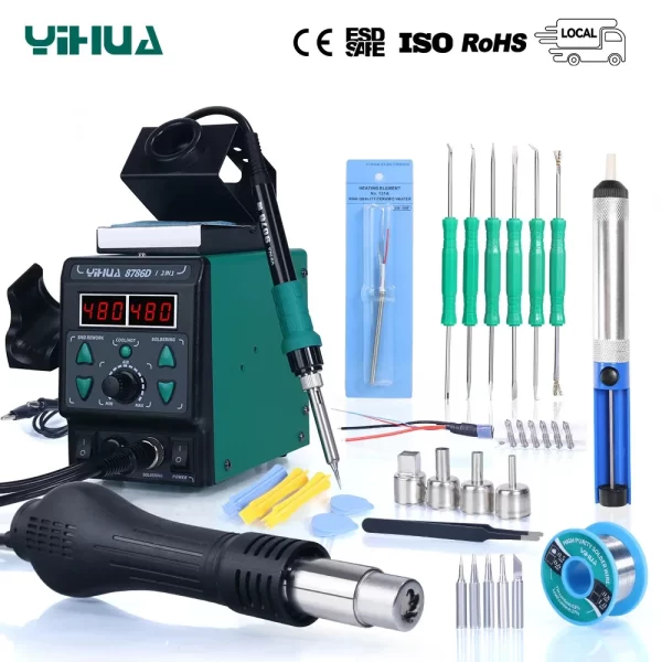 YIHUA-Ferro De Solda De Ar Quente Estação de Retrabalho Digital Reparação Telefone, BGA, SMD, Ferramenta de Soldagem, DIY, 8786D