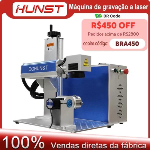 HUNST Jóias Laser Engraving Machine, Raycus Max, Fibra Fonte Laser para Marcação Ouro, Prata, Alumínio, Cobre, Corte De Metal, 30W, 50W