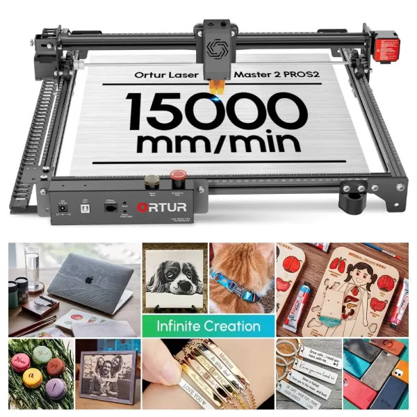 Ortur-Cortador a laser para trabalhar madeira, Master 2, ProS2, 40x40cm, Madeira, Metal, CNC, Gravação, Máquina de corte, Potente