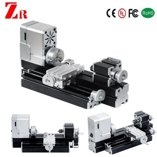 ZR-Mini Torno em miniatura todo em metal, Máquina-ferramenta para hobby, Artesanato para carpintaria, 36W, 20000rpm, didático