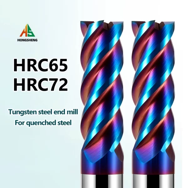 Carbide End Mill 4 Flauta, Tungstênio, Aço Inoxidável, Titânio, Madeira, CNC Key Router Bit, Bit Machine, Cortador de Ferramentas, HRC65, HRC72