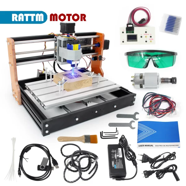 CNC 3018 Pro Router Fresadora, Módulo de gravador a laser 7000W, Interruptores de limite, Paragem de emergência, Escultura em madeira, DE Stock
