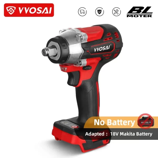 VVOSAI-Chave de Impacto Sem Escova Sem Fio, Chave Soquete Elétrica, Bateria De Lítio, Ferramentas Manuais LED, Série MT 350N. m, 20V, 1/2