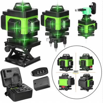 High Precision360 ° Self-Nivelamento Laser, Instrumento de Nível com 3000mAh Bateria, Alta Potência, Laser Verde, 3D, 4D, 12, 16 Linhas, Vert