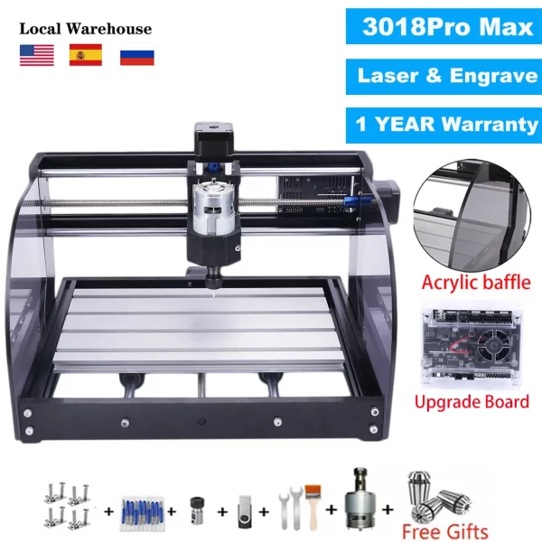 CNC 3018 Pro Max Laser Engraver GRBL Control 3 Eixos DIY Máquina de Gravação PCB Fresadora para Madeira PCB PVC Mini CNC3018 Gravador de Escultura em Madeira