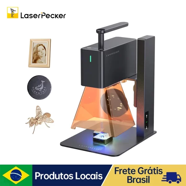 Laserpecker 2 Versão Básica Gravador a Laser Portátil, DIY Idea Making Machine, até 600mm s Velocidade de Gravura, 5W