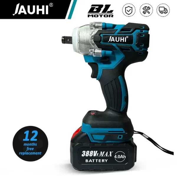 JAUHI-Brushless Electric Impact Wrench, Cordless Electric Wrench, Makita Battery Screwdriver, Ferramentas Elétricas, 18V, 520 N.M, 1/2"