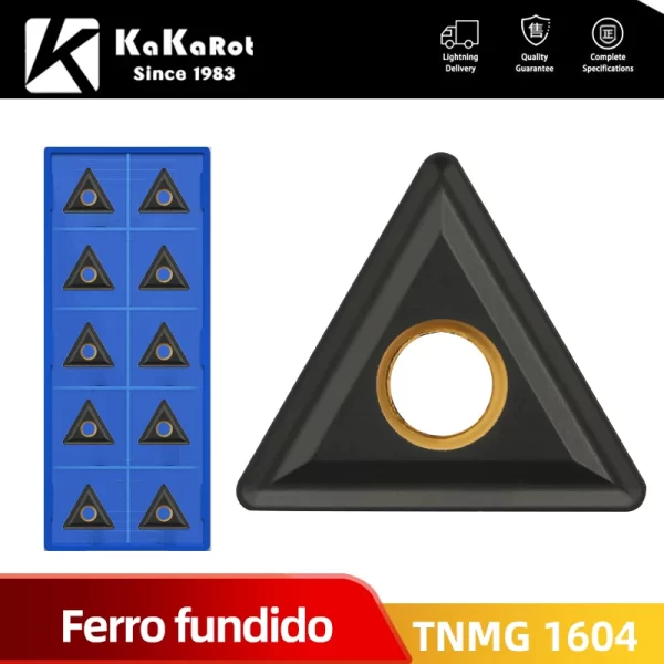Kakarot Ferro fundido Carbide Insert TNMG160404 UC5115 TNMG 160408 160412 Torneamento ferramentas AL CNC torno cortador 10pcs lâmina placa cortador