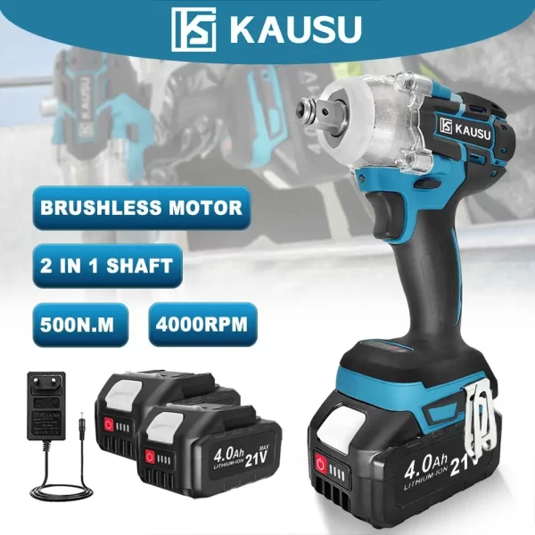 Chave de Impacto Elétrica Sem Escova Dupla Utilização, 500N Max, Chave Sem Fio, 1/2 ", Makita 18V Bateria, Chave de Fenda Ferramentas Elétricas