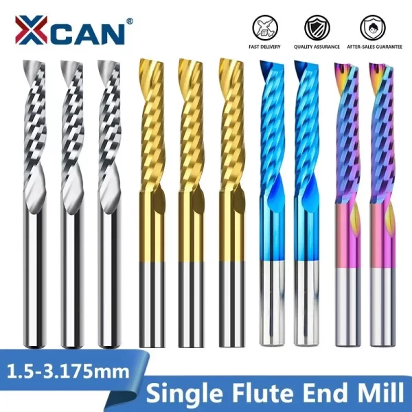 Xcan moinhos de extremidade 10pcs 2x8mm 3.175 shank flauta única espiral router bits para corte de madeira/plástico 1 flauta cnc fresadora