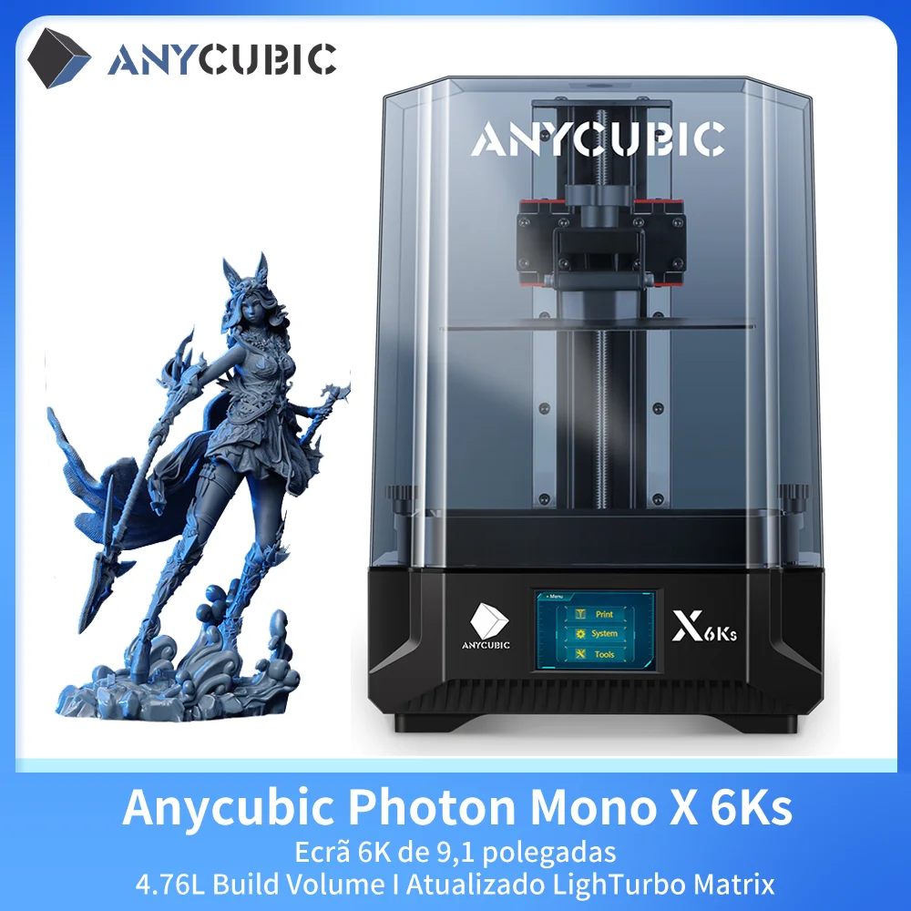 ANYCUBIC-Impressora 3D Photon Mono X, 6K, 9.1 "LCD SLA, alta velocidade, resina UV, tamanho de impressão 200x196x 122mm