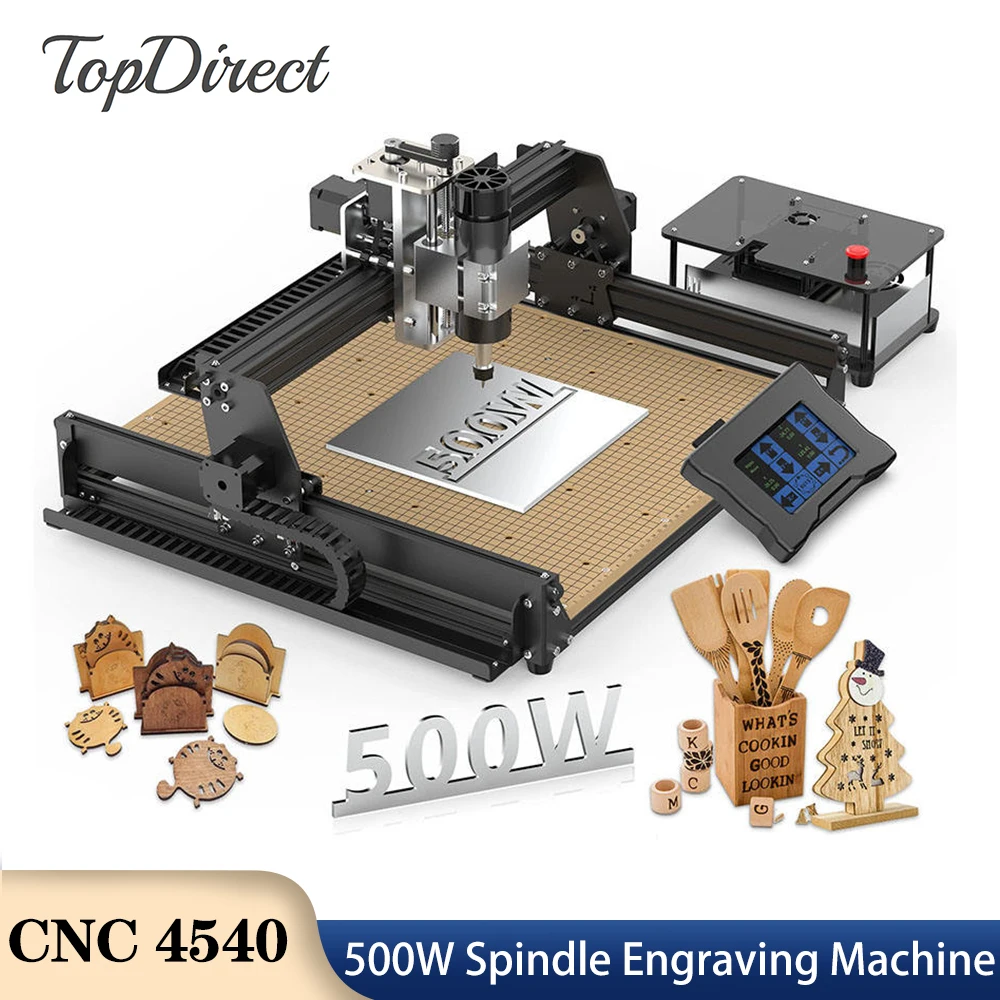 CNC Laser Engraving Milling Machine, Impressora 3D para Madeira, PCB, Alumínio, Aço Inoxidável, 4540, 500W Spindle, 40W