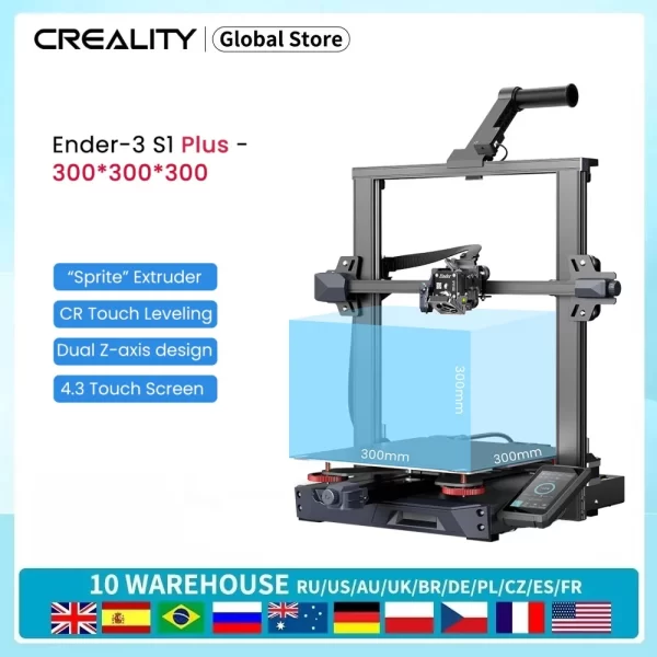Ender-3 s1 mais creality 3d impressora 300*300*300mm construir sprite volume dupla-engrenagem extrusora direta 4.3 polegadas 32bit silencioso cr toque