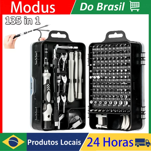 Professional Precision Chave de Fenda Set com Case, Computer Repair Kit, magnético, DIY reparos eletrônicos, 135 em 1