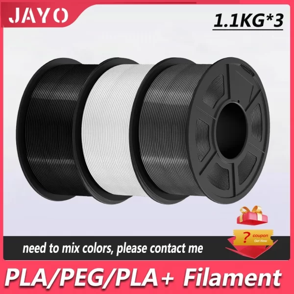 JAYO-Filamento para Bambu FDM Impressora 3D, Materiais de Impressão 3D, PETG, PLA, PLA, PLA, filamento para Bambu, 1.1kg/rolo