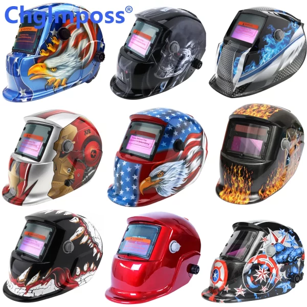 Capacete de soldagem de escurecimento automático Big View Weld Mask Solda de metal elétrico Protetor de trabalho para Tig