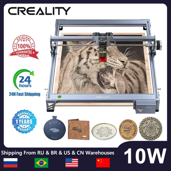 Creality falcon laser gravador 10w, máquina de gravura 455 ± 5nm, luz azul, máquina cnc precisa para madeira e acrílico