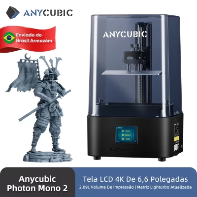 Impressora 3D ANYCUBIC Photon Mono 2 LCD Resina UV de Alta Velocidade Impressão 3D 6.6 "4K + Tela Monocromática 165*143*89mm Tamanho de Impressão