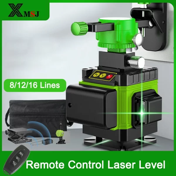 8/12/16 Linhas 360 Nível A Laser Controle Remoto Auto-Nivelamento Horizontal Vertical Feixe Verde Nível Laser 3/4D Nível Ferramentas Domésticas