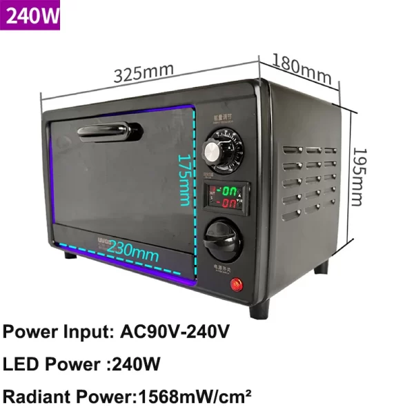 240W UV Cura Ultravioleta Luz Cola Resina Óleo Máquina De Vidro SLA DLP 3D Resina Tinta De Seda Tela Do Telefone 3D Impressora Timer