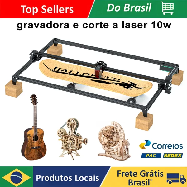 Gravação a Laser para Carpintaria, Gravação Super Rápida, Controle WiFi Offline, Alta Precisão, Potência de Saída 10W, 80W, 450nm