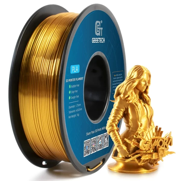 GEEETECH-PLA Filamento de seda para impressora 3D, embalagem a vácuo, armazém ultramarino, várias cores, transporte rápido, 1 rolo, 1kg, 1,75mm