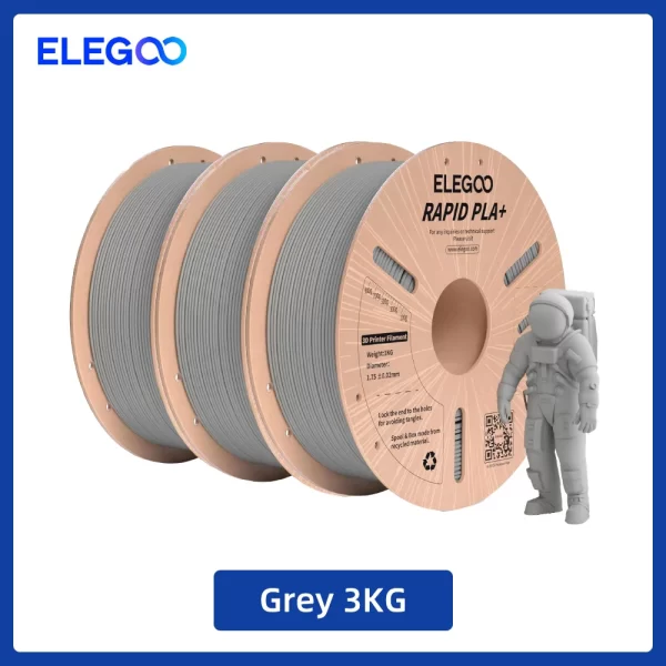ELEGOO-3D PLA Plus Filament Set, impressão de alta velocidade, precisão dimensional +/-0,02mm, 1,75mm, 3kg, 30-600 mm/s, 2pcs x 1kg
