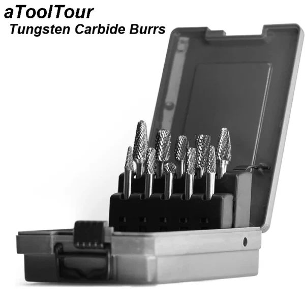 Carboneto de tungstênio rebarbas conjunto 6mm haste dupla corte sólido ferramentas de energia arquivos rotativos bits para morrer moedor metal madeira cortador moagem