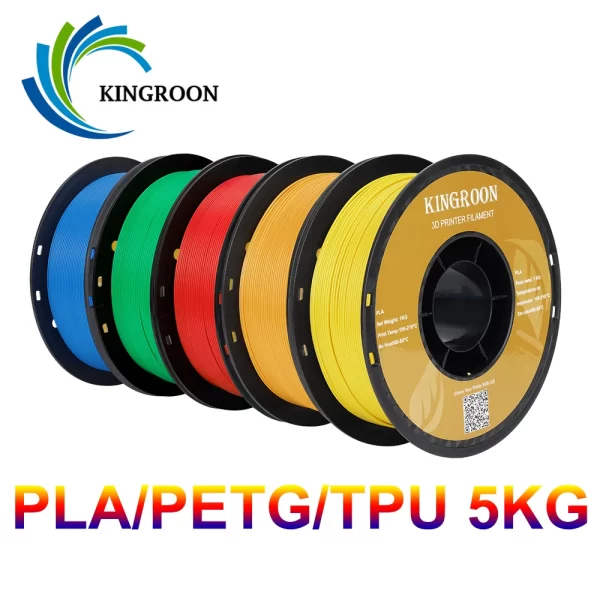 Kingroon-PLA TPU PETG Filamento, Impressora 3D, Sem Carretel De Bolha, Materiais De Impressão, Mix Color, 1,75mm, 5kg, Atacado