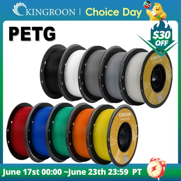 Kingroon-Filamento da impressora PETG 3D, 1,75mm, 5kg, 10kg, cores misturadas, material de impressão 3D, 1kg por rolo, plástico para FDM 3Dprinter