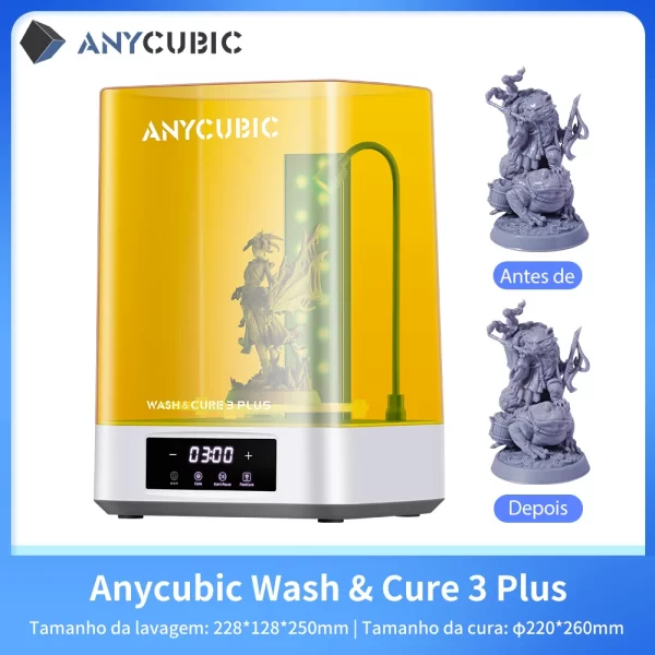 Anycubic-Máquina de lavar roupa Wash & Cure 3 Plus, grande volume, cura, SLA, LCD, resina, impressora 3D, Photon Mono, X2, X, 6Ks, M5, M5s