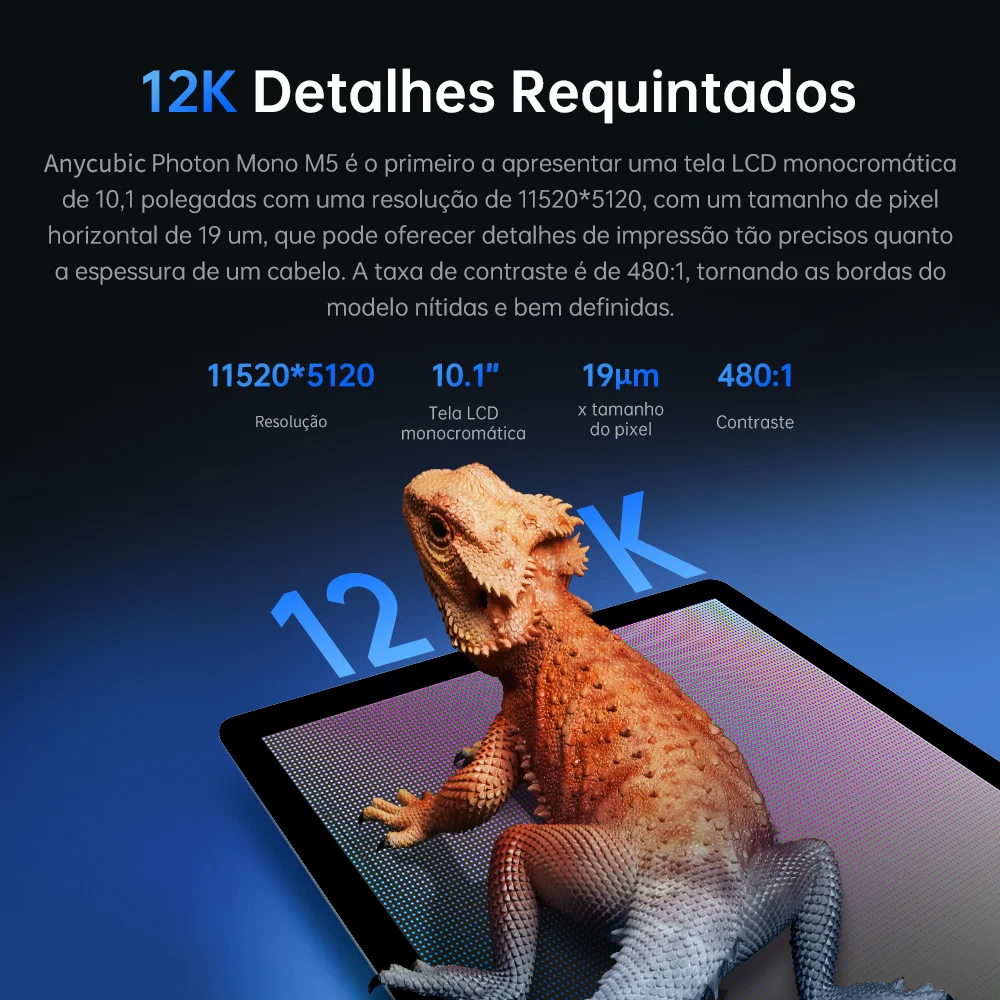 ANYCUBIC-Impressora 3D Photon Mono M5, Resina 12K, 10.1 ", UV, LCD, Plataforma gravada a laser, Contraste 480:1, 200x218x123mm - Image 3