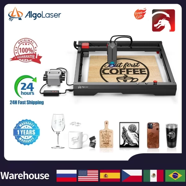 Algolaser-máquina de gravação a laser CNC, 22W, DIY, corte, gravação, foco fixo, laser ultra fino, ferramentas para trabalhar madeira