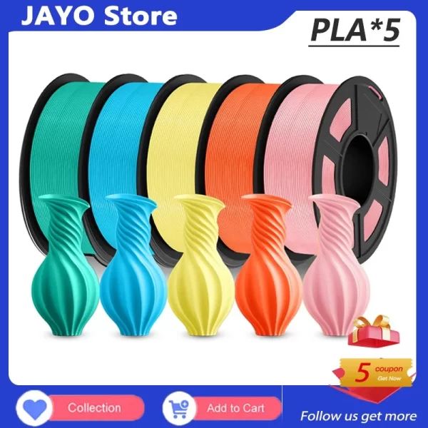 JAYO-PLA Filamento para Impressora 3D, Bambu FDM, Neond Wound, Materiais de Impressão, 1.1kg, 1.75mm, +/-0.02mm