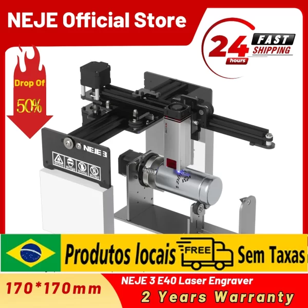 NEJE Metal Carving Diode Laser Gravador Cortador, Máquina De Corte De Gravura 3D, Roteador CNC De Madeira, Impressora De Marca De Logotipo, 40W-80W