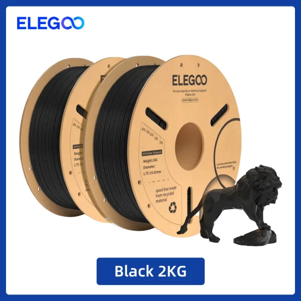 ELEGOO-PLA mais o grupo do filamento, plástico, impressoras 3D do FDM, precisão dimensional, +/- 0.02mm, 2 PCes * 1kg, 2kg, 1.75mm