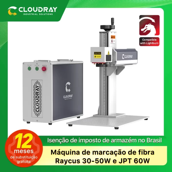 Cloudray-Fiber Laser Color Marking Machine, Raycus e JPT, Folha de alumínio cobre aço inoxidável prata ouro, 30 W, 50 W, 60W