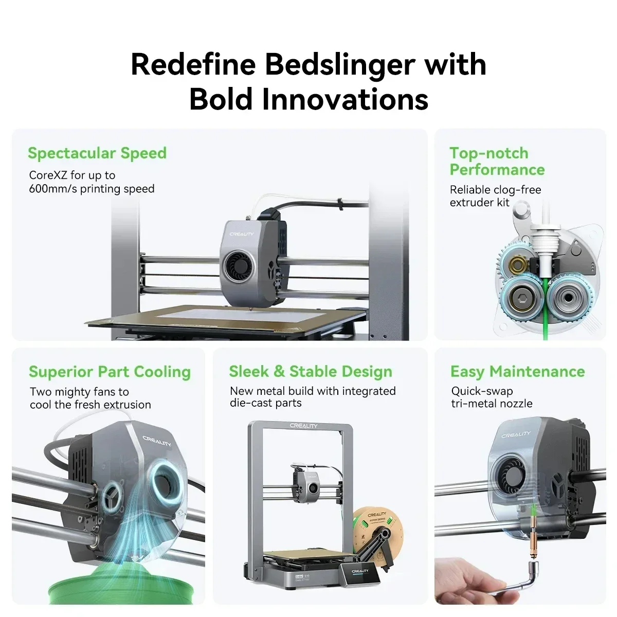 Creality-Ender 3 Impressora 3D , Aquecedor Hotend 300 ℃ Temperatura , Nivelamento Automático, 600 mm/s com Sistema de Movimento Core XZ, Extrusão Sem Entampamento de Velocidade, 60W, - Image 5