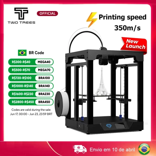 Duas árvores fdm impressora 3d sp-5 v3, núcleo xy, viveiro, grande, cor, 350m, duplo impressão do eixo z, pa/pc/pla