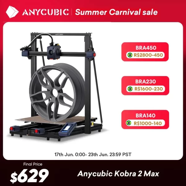 ANYCUBIC KOBRA 2 Max FDM Impressora 3D Impressora 3D profissional Tela sensível ao toque HD capacitiva de 4,3 polegadas Extrusora de impressora 3d com nivelamento automático