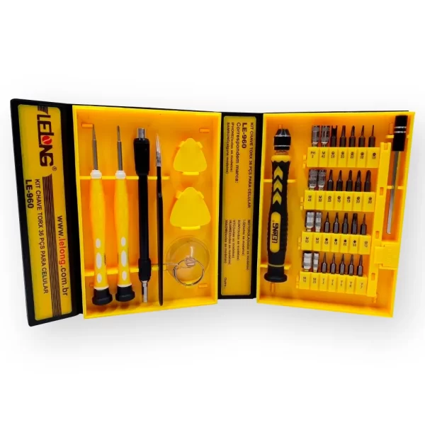 Kit Chaves Ferramentas 36 Peças Torx Philips Fenda Lelong