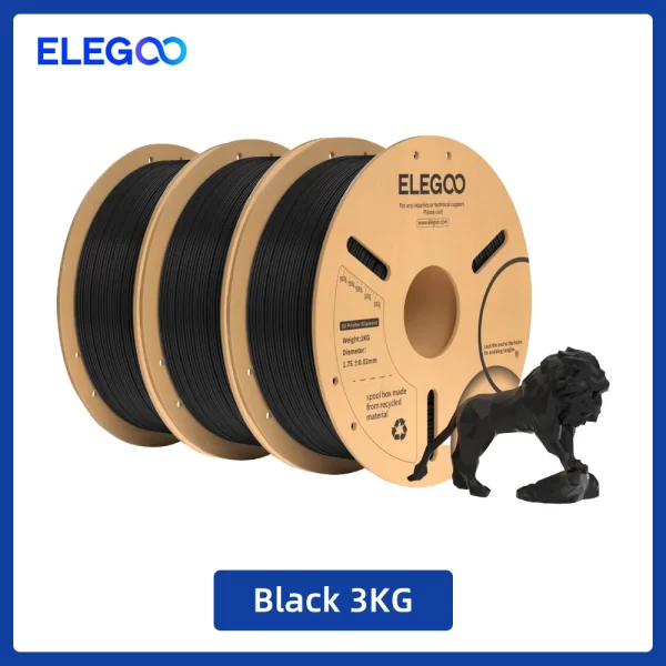 ELEGOO-PLA Plus Filamento Bundle, se ajusta para a maioria das impressoras 3D FDM, precisão dimensional +/- 0.02mm, 3kg, 1.75mm