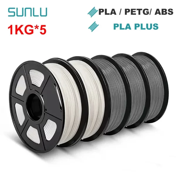 5 Rolos de Filamento 1 Kg para impressora 3d  pla/pla plus/petg/abs, 1,75mm, 5roll, 1kg Sunlu-filamento